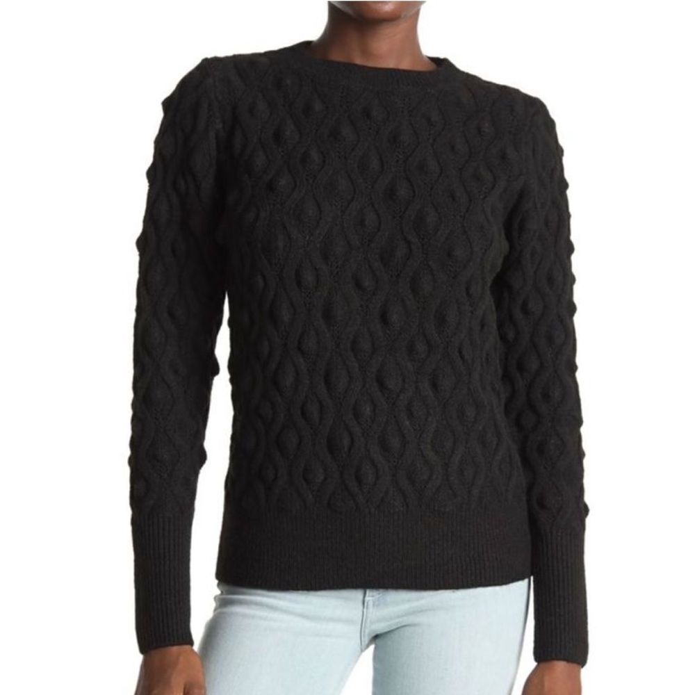 Sweet Romeo Women’s Black Popcorn Knit Crewneck Pullover Sweater Size: XL